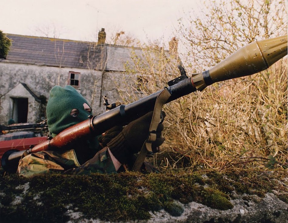 A Volunteer of the Irish Republican Army with an RPG-7 rocket-launcher