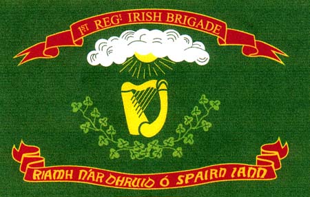 Many Irish-American units of the US Army used Fenian symbols in their banners, as here with the 69th New York Green Regimental Flag (1st model), 1861