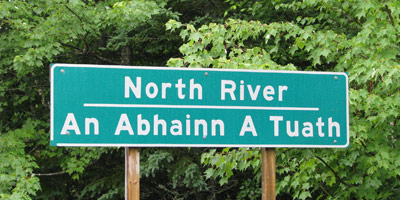 A sign in English and Scottish (Scottish Gaelic) in Nova Scotia, Canada A sign in English and Scottish (Scottish Gaelic) in Nova Scotia, Canada