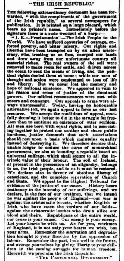 Proclamation Of The Irish Republic, 1867