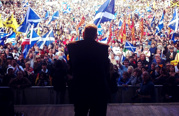 Scotland's First Minister and SNP leader Alex Salmond adresses independence rally, Edinburgh, Scotland, 2012 (Photo: Wings Over Scotland)