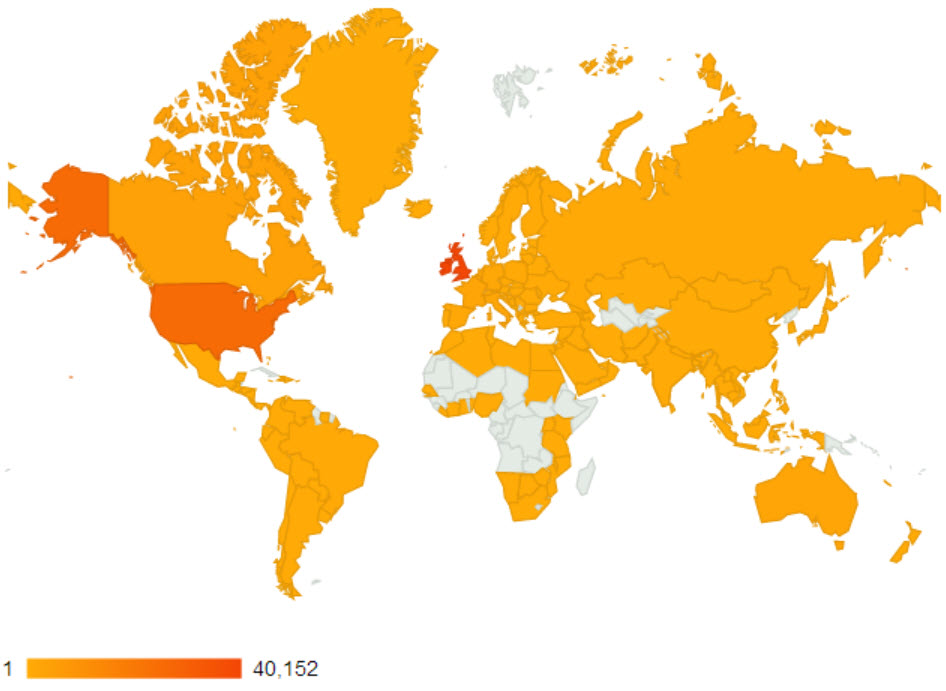 An Sionnach Fionn - 2012 Map For Views By Country