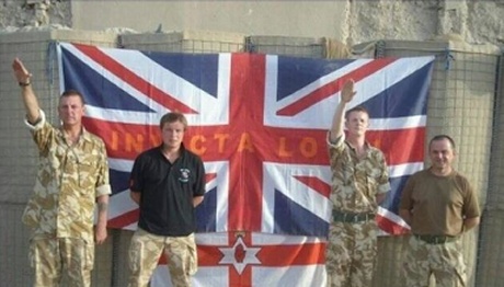 British soldiers in Afghanistan give the Neo-Nazi-Red-Hand salute of the British terror factions in Ireland