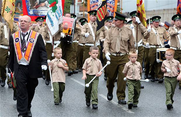 A unionist marching band, where even the children get the chance to be indoctrinated as literal brown shirts
