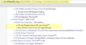 The Irish Brigade of the Waffen SS. Yet another Wikipedia historical fantasy - or a display of some contemporary political bias