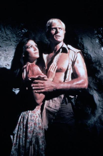 Pamela Hensley and Ron Ely in Doc Savage, The Man of Bronze 1975