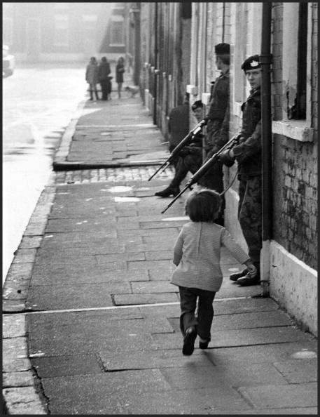 Soldiers of the British Army's Gloucestershire Regiment patrolling West Belfast, Ireland 1972