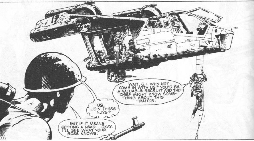 An Atmo-craft from the Rogue Trooper story Marauders drawn by Colin Wilson