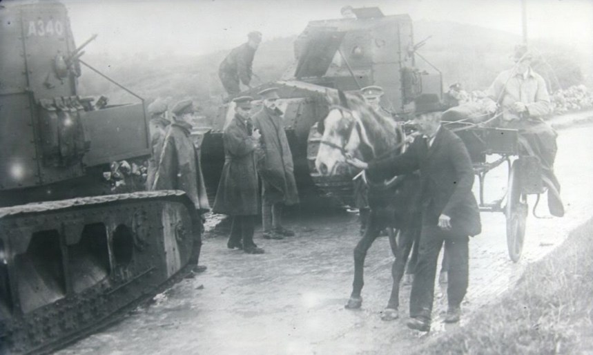 British Medium Mark A Whippet tanks patrolling County Clare during the War of Independence, Ireland, 1919