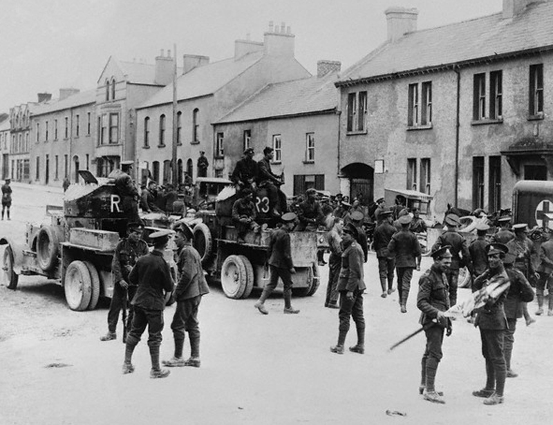 British troops reoccupying the town of Belleek following its temporary liberation by the Irish Republican Army