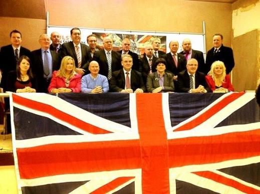 Senior leaders of the DUP, UUP and TUV present a united front with the representatives of British gunmen and bombers