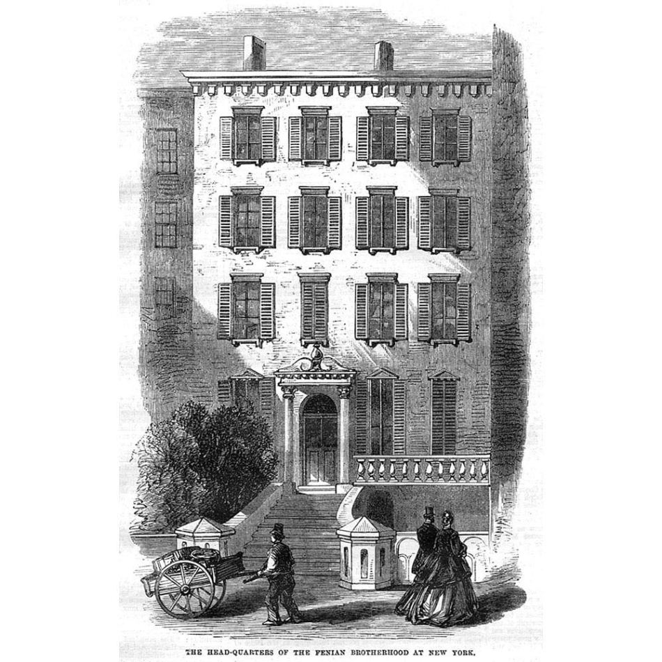 Headquarters of the Fenian Brotherhood of America, Moffat Mansion, 32 East 17th Street, Union Square, Manhattan, New York City, 1865
