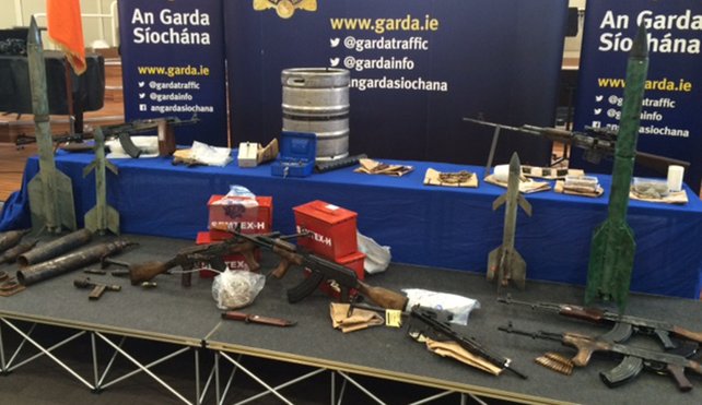 Improvised rockets developed by Irish republican insurgents along with AKM and AIM rifles